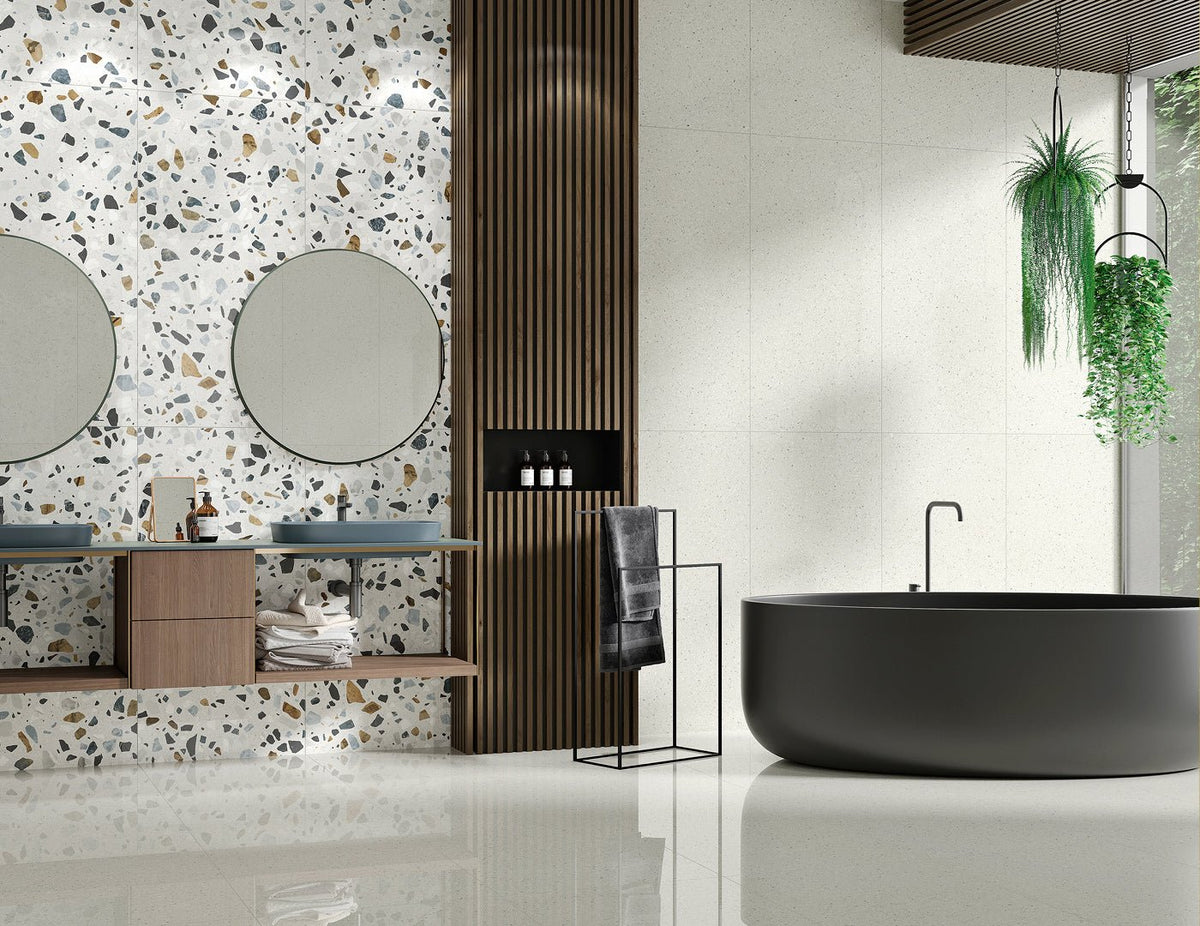 Terrazzo Stone White Matt Rect. 60X120 CM Klinker - Trendi Kakel - KakelExpress