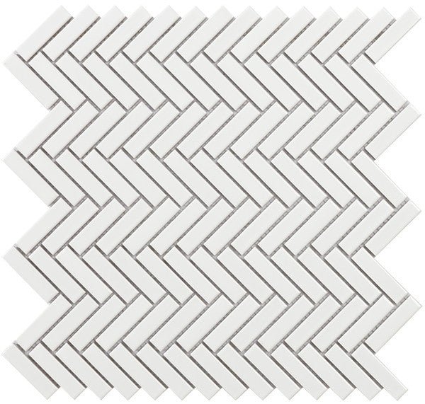 Fishbone White Glossy Mosaik - Lhådös Kakel - KakelExpress